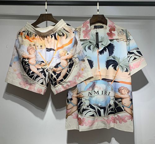 SMCL-639 High Quality Amiri Beach Sport Cotton Shirt + Shorts Set
