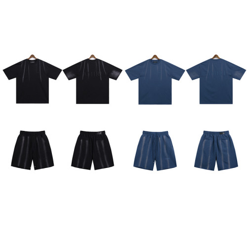 SMCL-702 High Quality Amiri Retro 300g Cotton Shirt + 360g Shorts Set
