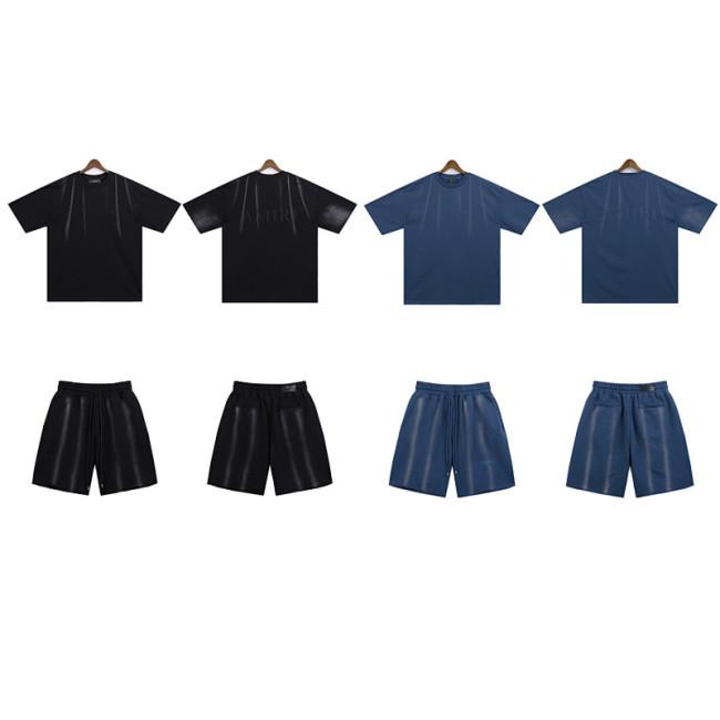 SMCL-702 High Quality Amiri Retro 300g Cotton Shirt + 360g Shorts Set