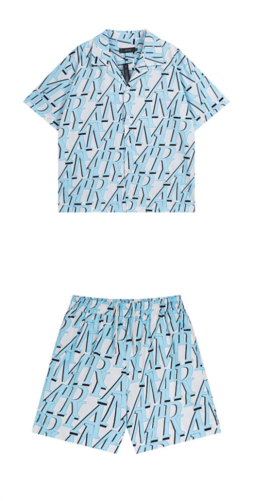 SMCL-640 High Quality Amiri Beach Sport Cotton Shirt + Shorts Set