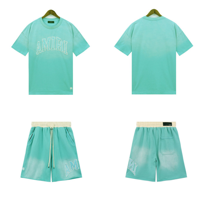 SMCL-736 High Quality Amiri Retro 230g Cotton Shirt + 320g Shorts Set