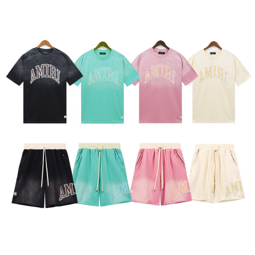 SMCL-736 High Quality Amiri Retro 230g Cotton Shirt + 320g Shorts Set