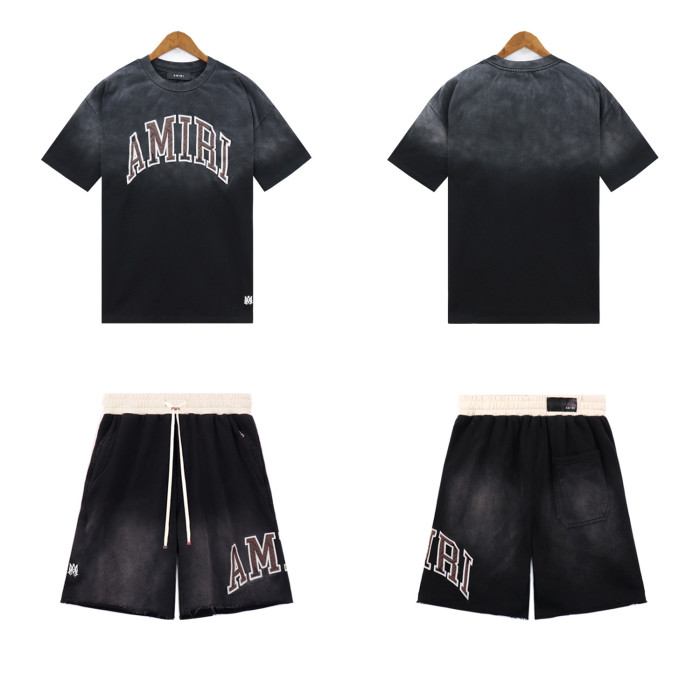 SMCL-736 High Quality Amiri Retro 230g Cotton Shirt + 320g Shorts Set
