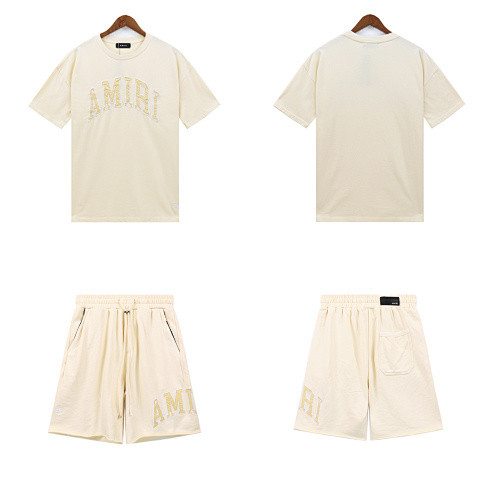 SMCL-736 High Quality Amiri Retro 230g Cotton Shirt + 320g Shorts Set