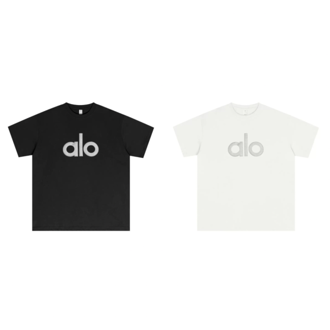 SMCL-818 Top Quality Alo Yoga 300g Cotton Over Size Reflective LOGO T-shirt