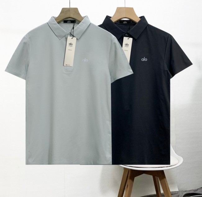 SMCL-800 Top Quality Alo Yoga Ice Silk Quick Dry Reflective LOGO Polo-shirt with Box Package