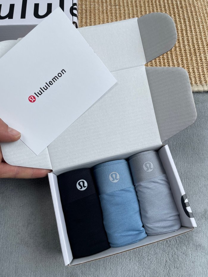 SMCL-844 Top Quality Lululemon 7A Antibacterial Modal 3 Packing 1 Box Men's Underwear With Box Package