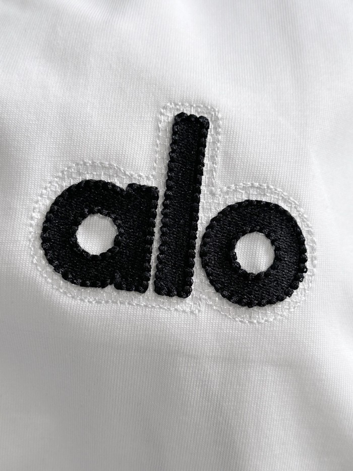 SMCL-856 Top Quality Alo Yoga 280g Cotton Openwork Embroidery 3D LOGO T-shirt