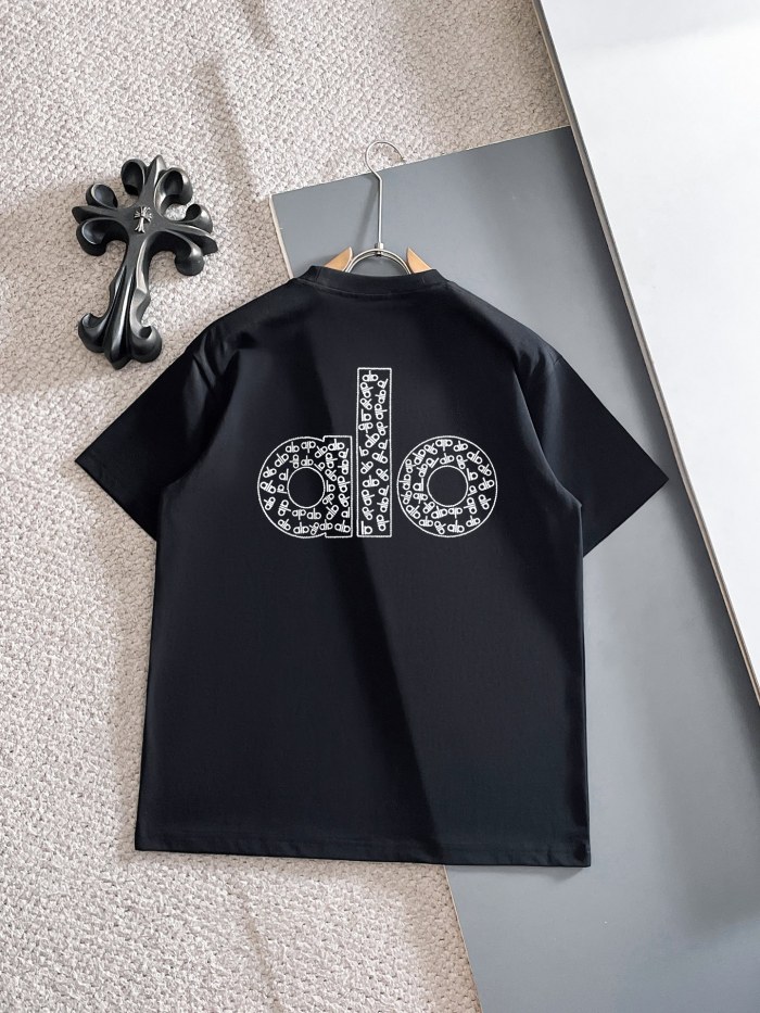SMCL-855 Top Quality Alo Yoga 280g Cotton Openwork Embroidery 3D LOGO T-shirt
