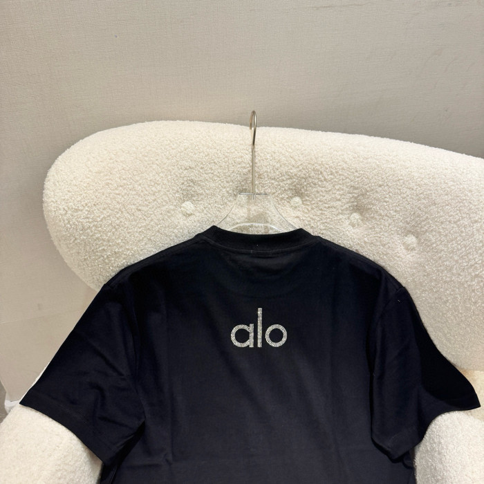 SMCL-3859 High Quality Alo Yoga 260g Cotton 3D Hot Drill LOGO T-shirt