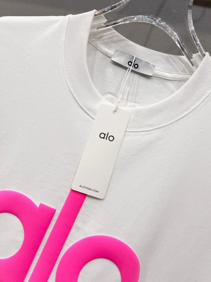 SMCL-3854 High Quality Alo Yoga 280g Cotton Foam LOGO T-shirt