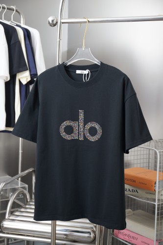 SMCL-858 Top Quality Alo Yoga 320g Cotton Hot Drill LOGO T-shirt