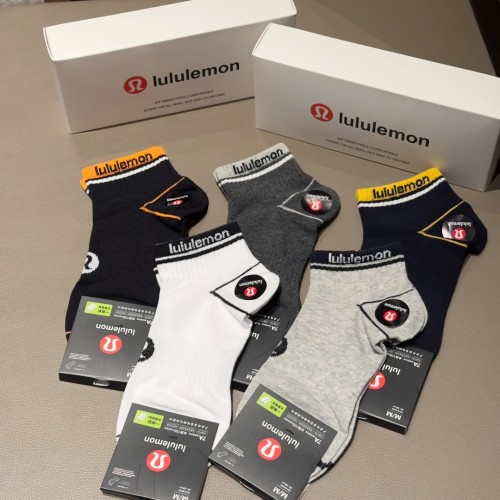SMCL-836 Top Quality Lululemon 5 Packing 1 Box Men's Sport Short Socks With Box Package