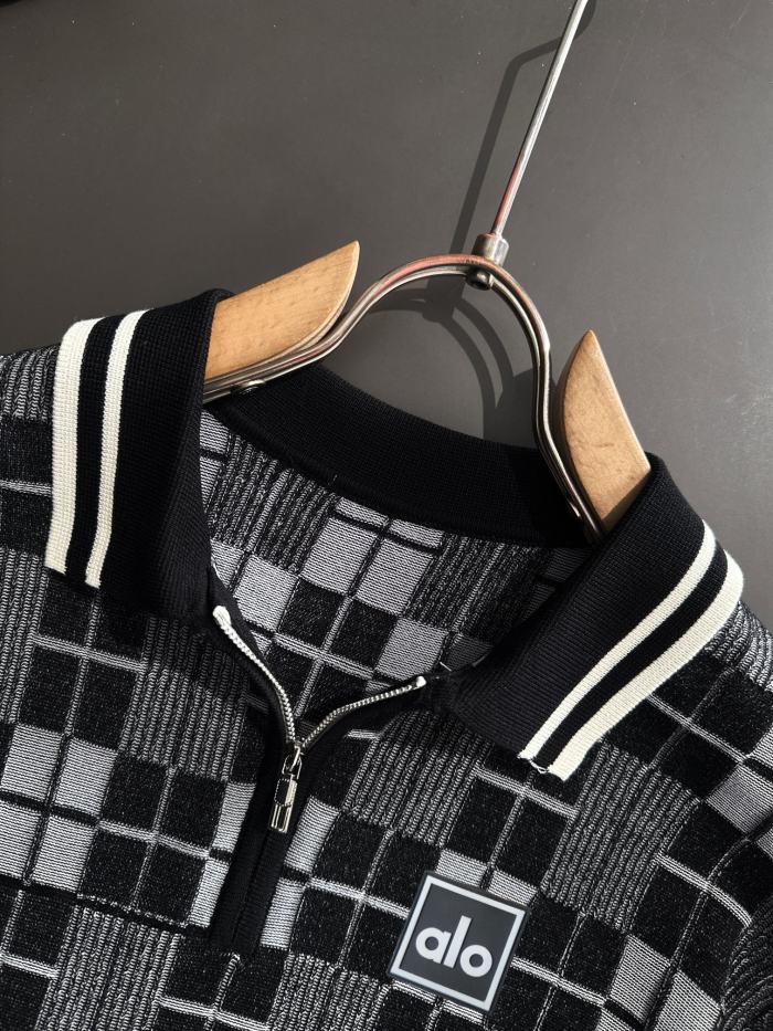 SMCL-3852 Top Quality Alo Yoga Knitting Half Zipper Polo-shirt