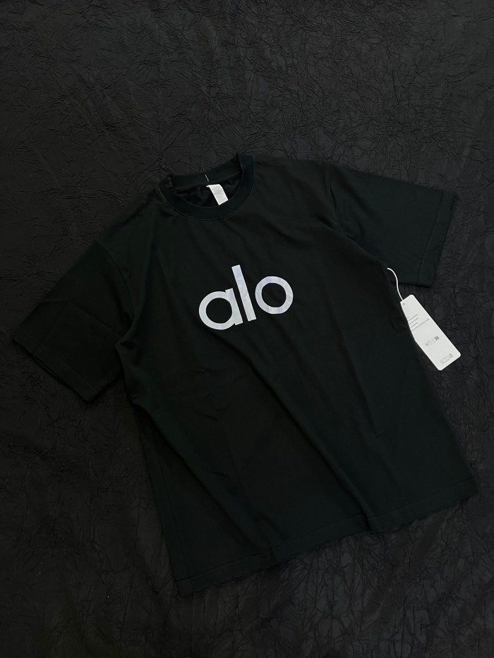SMCL-824 Top Quality Alo Yoga 300g Cotton Over Size Reflective LOGO T-shirt