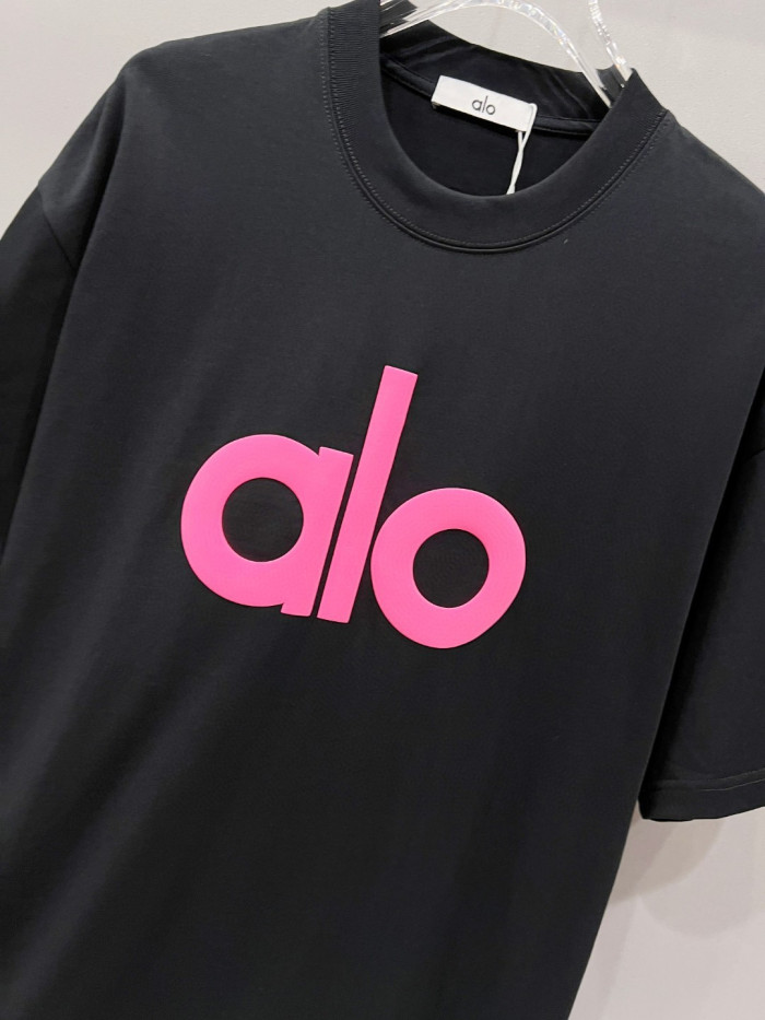 SMCL-3855 High Quality Alo Yoga 280g Cotton Foam LOGO T-shirt