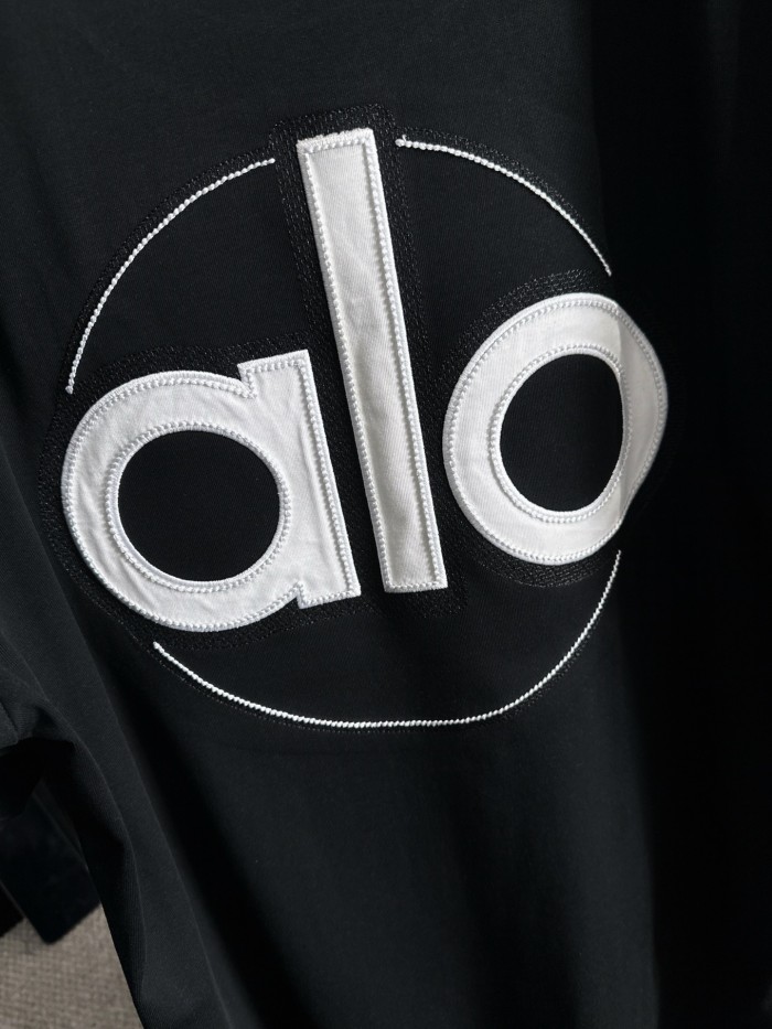 SMCL-856 Top Quality Alo Yoga 280g Cotton Openwork Embroidery 3D LOGO T-shirt
