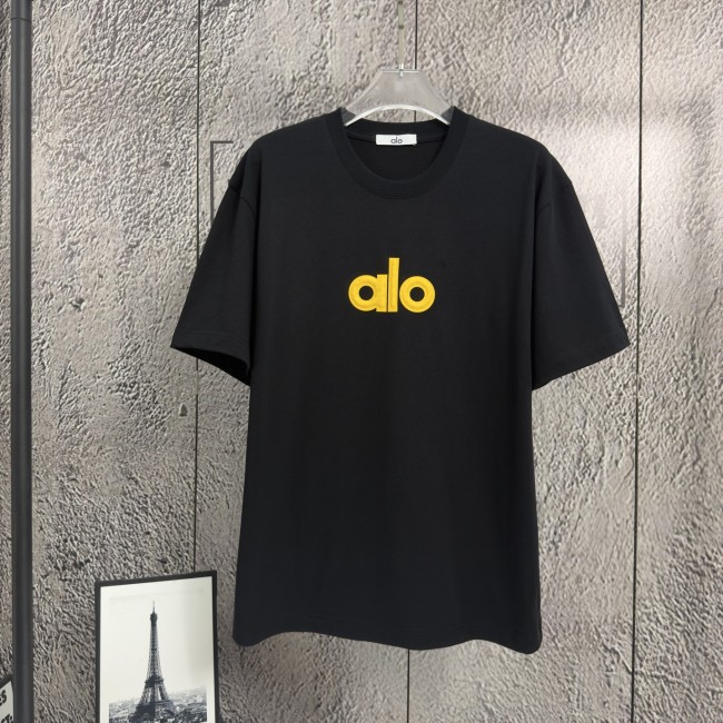 SMCL-867 Top Quality Alo Yoga 280g Cotton 3D Leather LOGO T-shirt