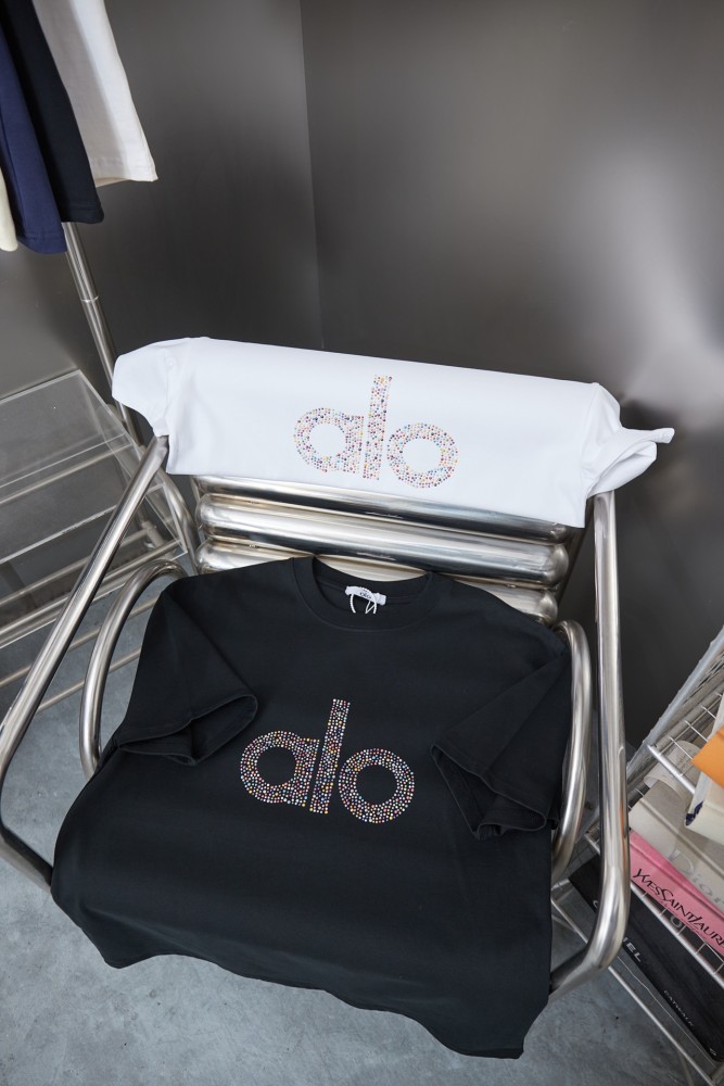 SMCL-858 Top Quality Alo Yoga 320g Cotton Hot Drill LOGO T-shirt