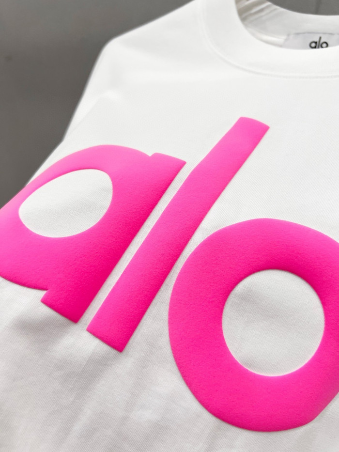 SMCL-3854 High Quality Alo Yoga 280g Cotton Foam LOGO T-shirt
