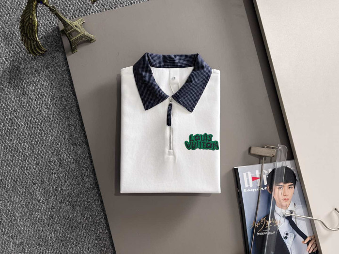 SMCL-4330 High Quality 2026ss Louis Vuitton Cotton Half-zipper Polo-shirt