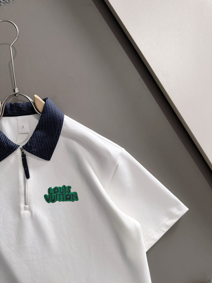 SMCL-4330 High Quality 2026ss Louis Vuitton Cotton Half-zipper Polo-shirt