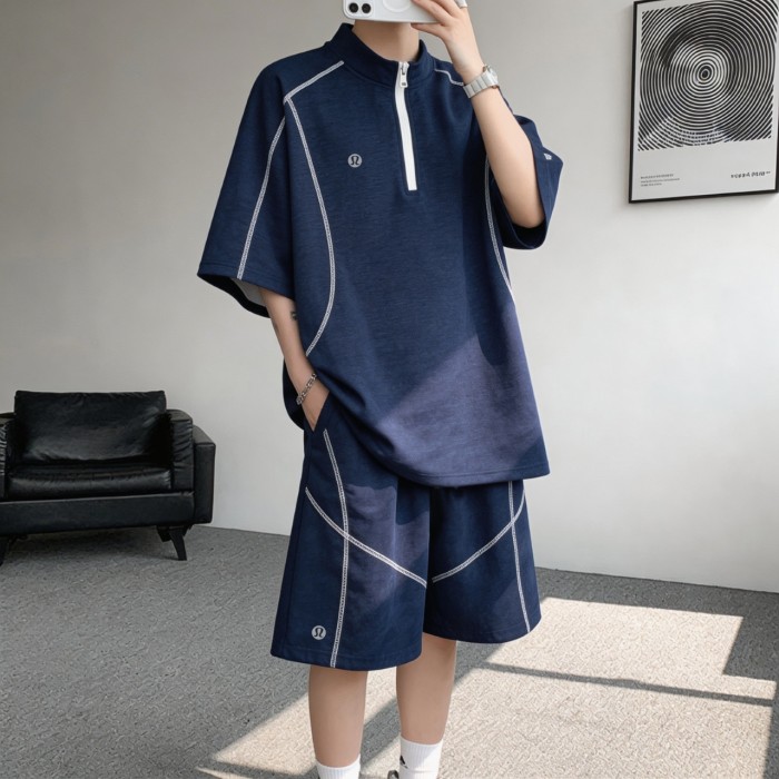 SMCL-4525 High Quality Lululemon Light and Thin Ice Feeling Men's Shirt+ Shorts Set