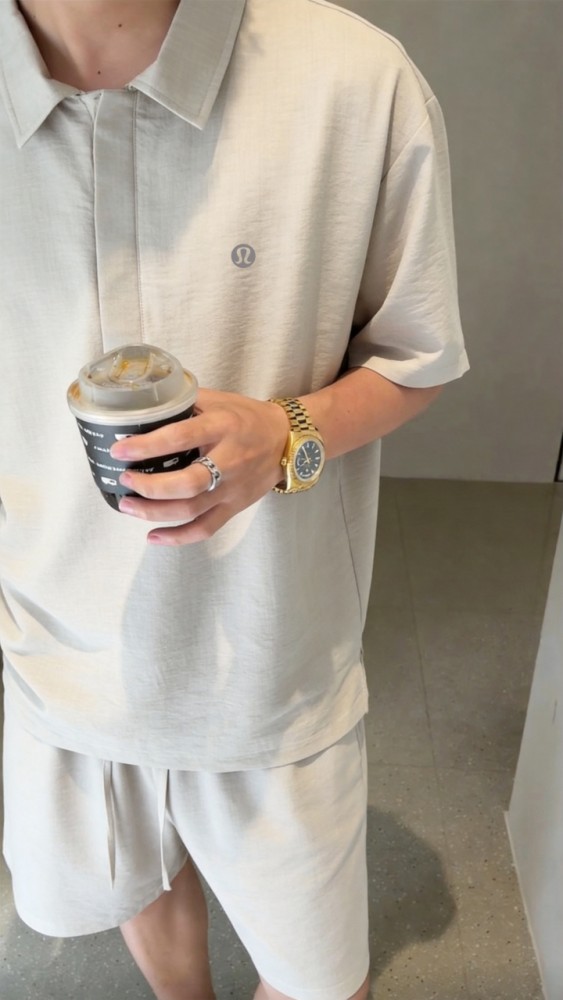 SMCL-4507 High Quality Lululemon Light and Thin Ice Feeling Men's Shirt+ Shorts Set