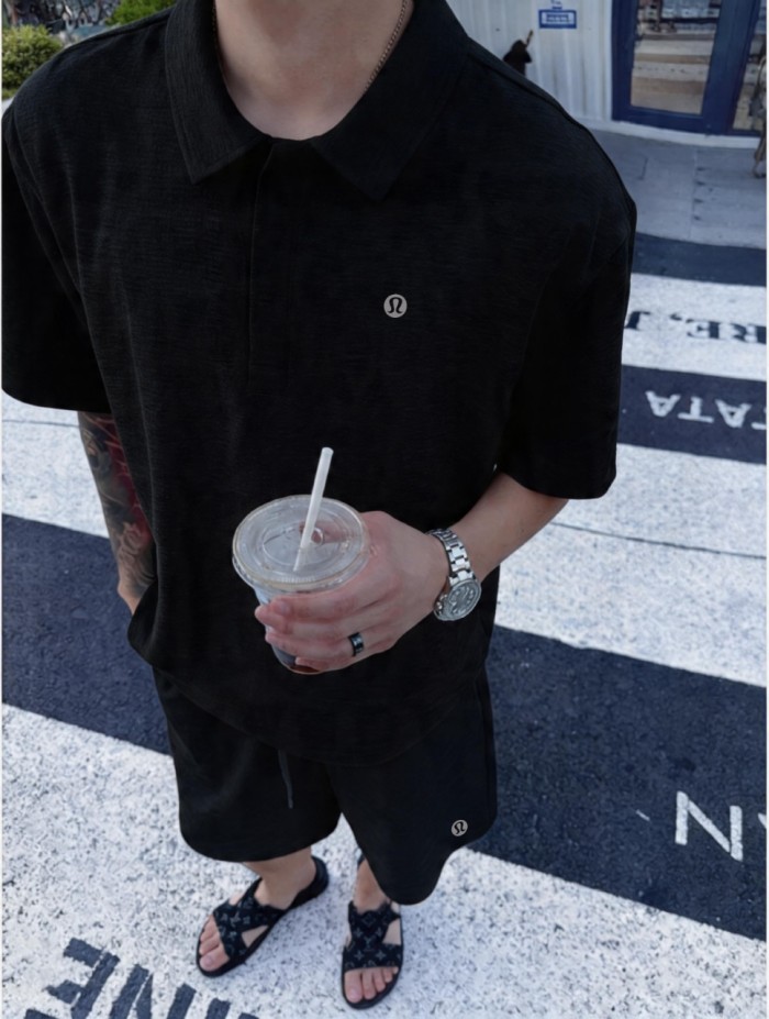SMCL-4507 High Quality Lululemon Light and Thin Ice Feeling Men's Shirt+ Shorts Set