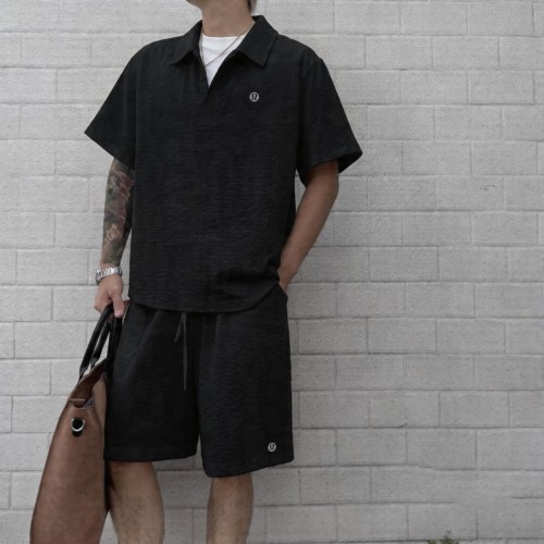 SMCL-4507 High Quality Lululemon Light and Thin Ice Feeling Men's Shirt+ Shorts Set