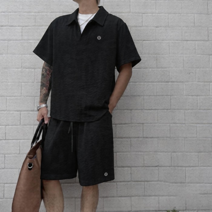 SMCL-4507 High Quality Lululemon Light and Thin Ice Feeling Men's Shirt+ Shorts Set