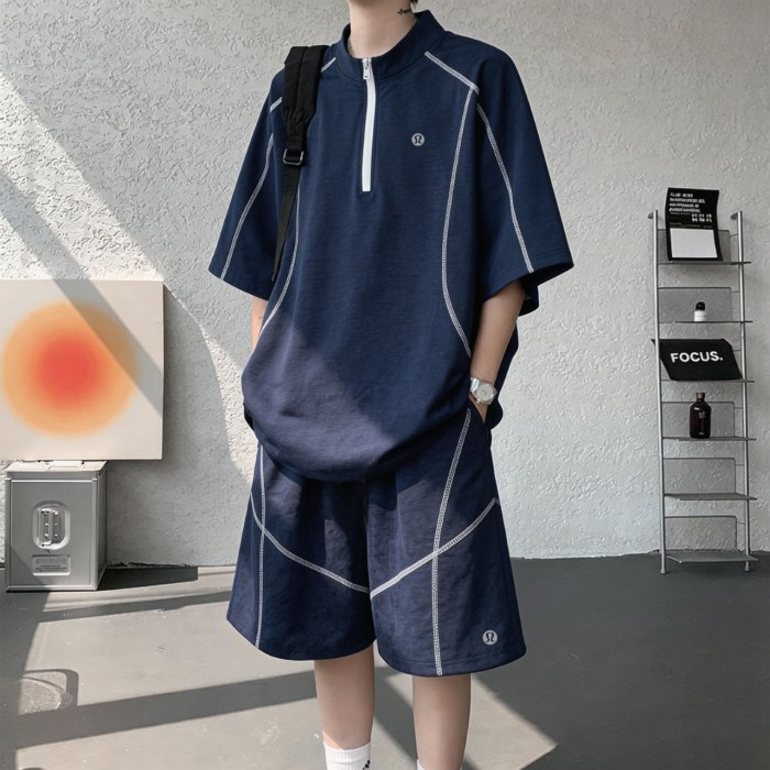 SMCL-4525 High Quality Lululemon Light and Thin Ice Feeling Men's Shirt+ Shorts Set