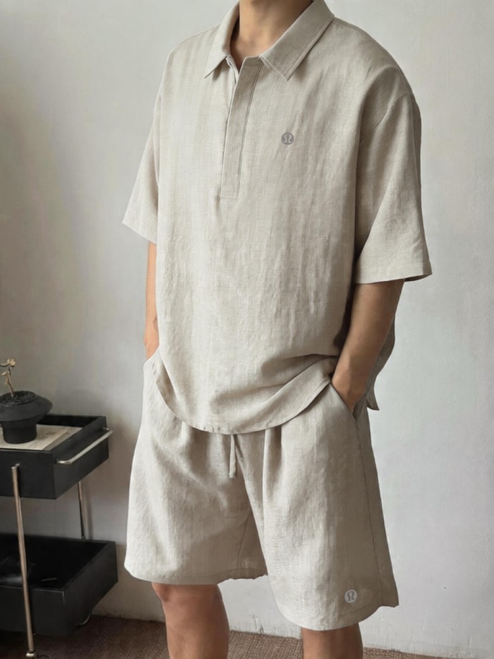 SMCL-4507 High Quality Lululemon Light and Thin Ice Feeling Men's Shirt+ Shorts Set