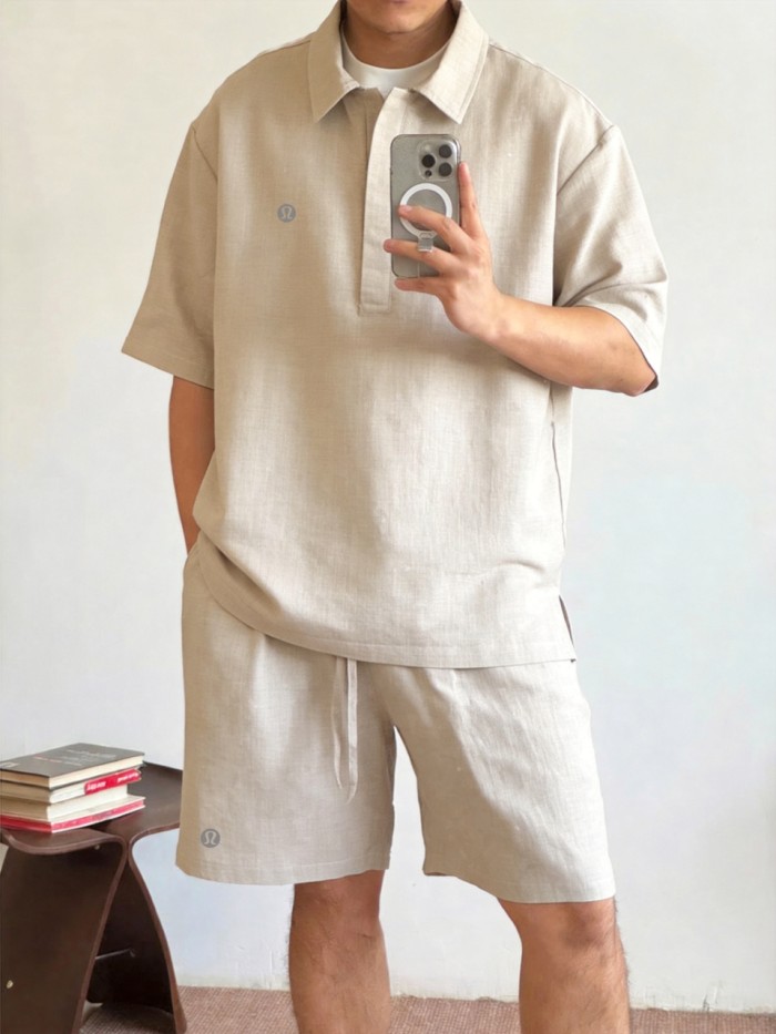 SMCL-4507 High Quality Lululemon Light and Thin Ice Feeling Men's Shirt+ Shorts Set