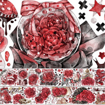 【新七天】マスキングテープ 暗黑玫瑰-PET镭射银-8.3cmX5m