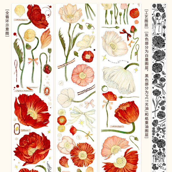 【Reco】マスキングテープ 虞美人（PET水晶）