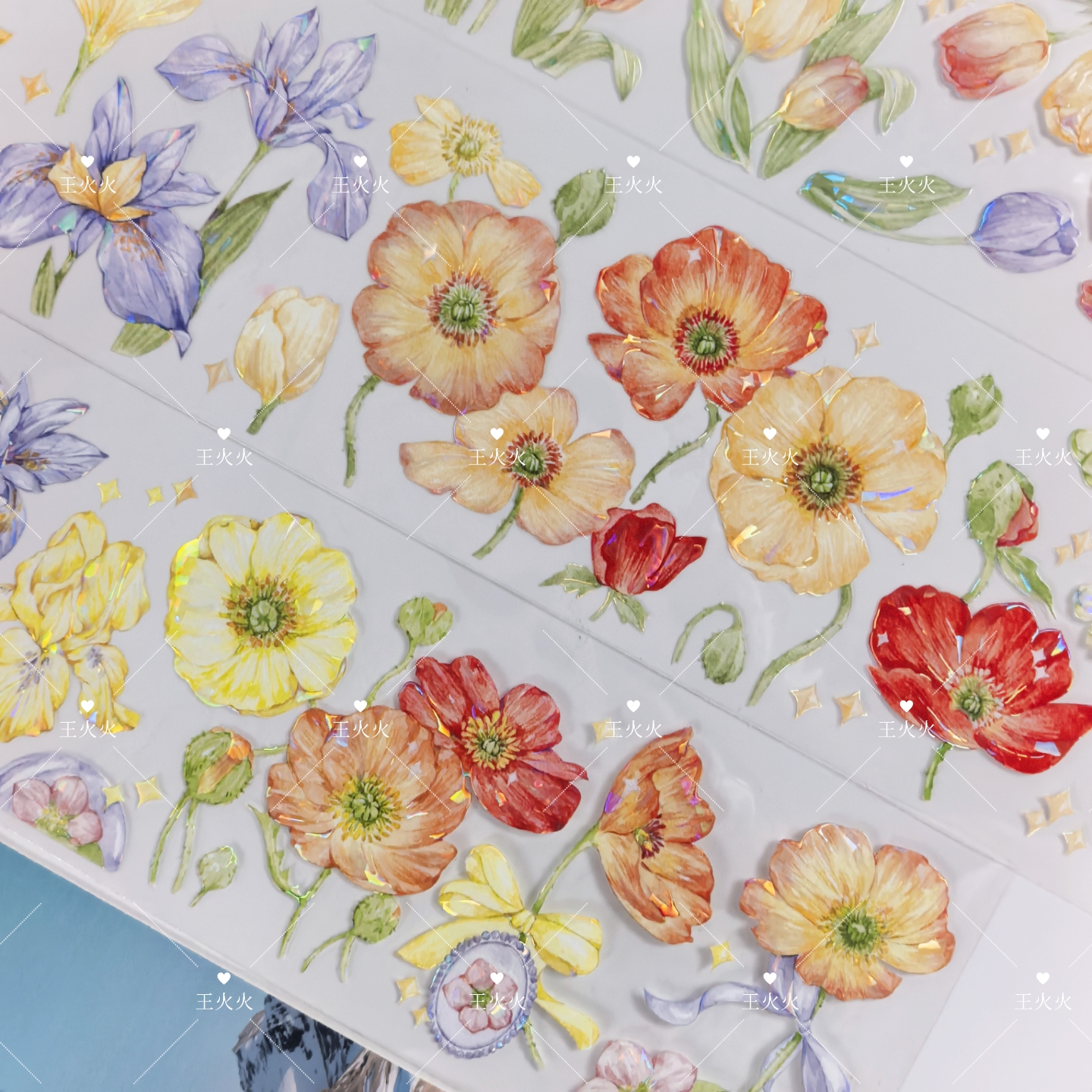 贝壳光 烟墨白 6cm×6m 海外マスキングテープ 海外マステ 時計 花 贝壳