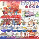 2.5m cut(画像カット可能）2.6〆【景物志】マスキングテープ maskingtape 2月新品 秋冬日街铺雪夜花街