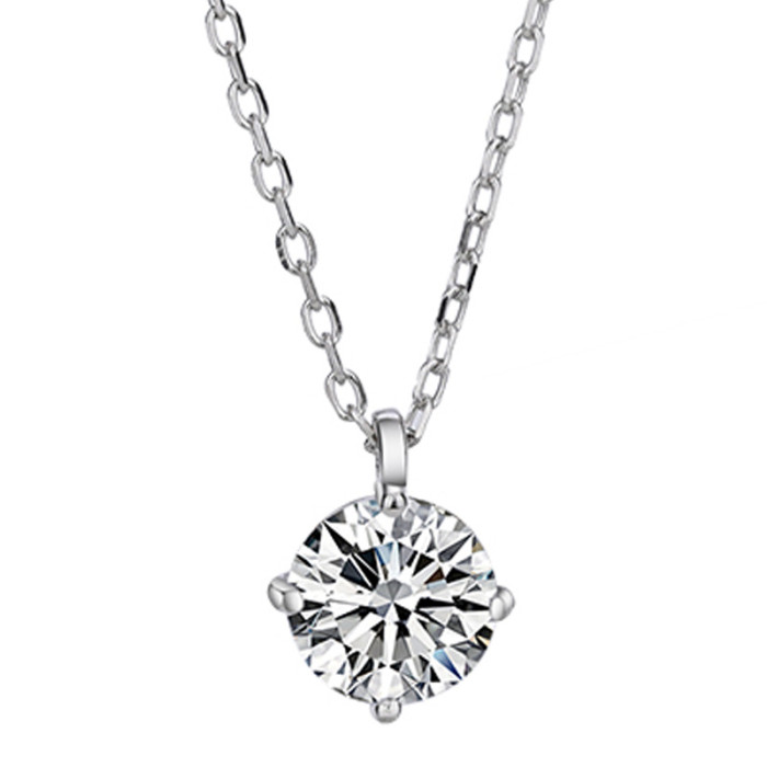 Women's Moissanite Pendant  D Color Diamond-Set Classic Four-Claw S925 Sterling Silver Necklace