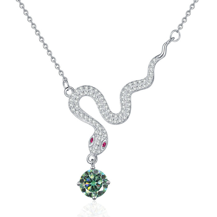 S925 Sterling Silver Moissanite Snake Necklace: Fashionable, Versatile, Creative Design, Unique Clavicle Chain