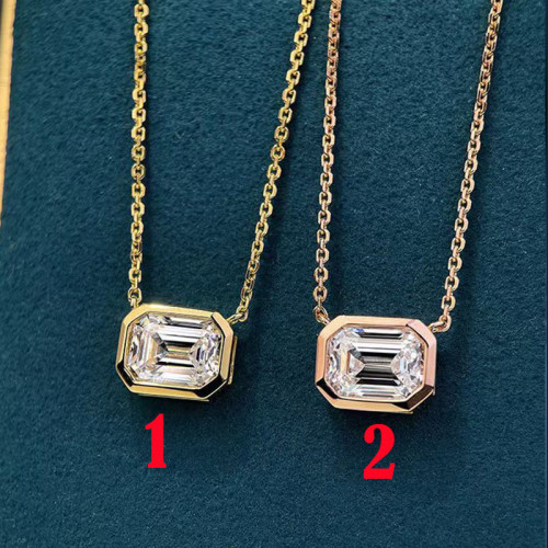 S925 sterling silver minimalist and stylish geometric moissanite necklace, small and exquisite, unique rectangular diamond necklace.