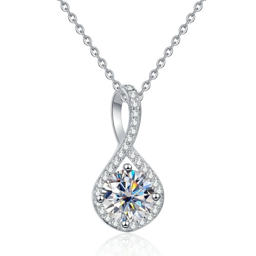S925 Sterling Silver Moissanite Teardrop Necklace: Stylish and sophisticated pendant, elegant and versatile clavicle chain for women.
