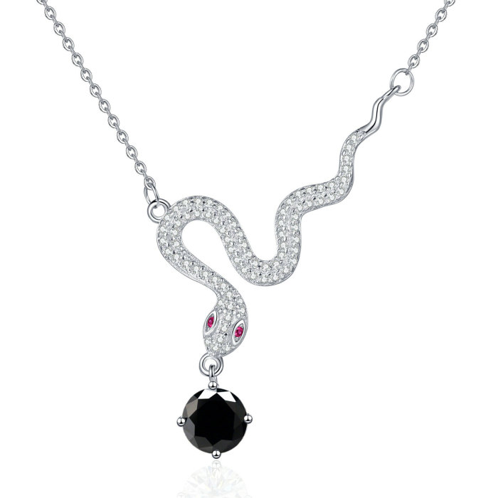S925 Sterling Silver Moissanite Snake Necklace: Fashionable, Versatile, Creative Design, Unique Clavicle Chain