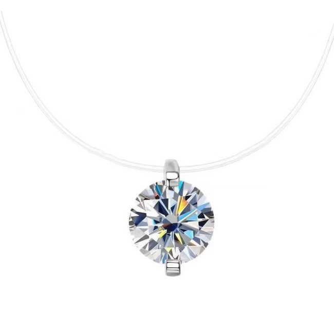 S925 Mermaid Tears Moissanite Necklace, High-End Transparent Fish Line Invisible Simple Clavicle Chain