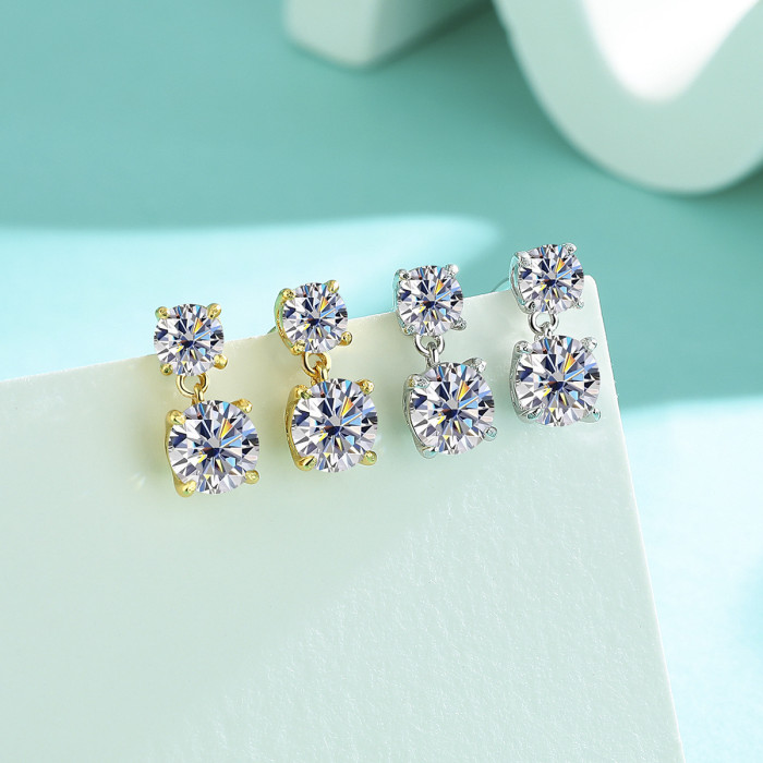 S925 Sterling Silver Moissanite Pendant Set: High-End, Simple, and Stylish Earrings and Necklace