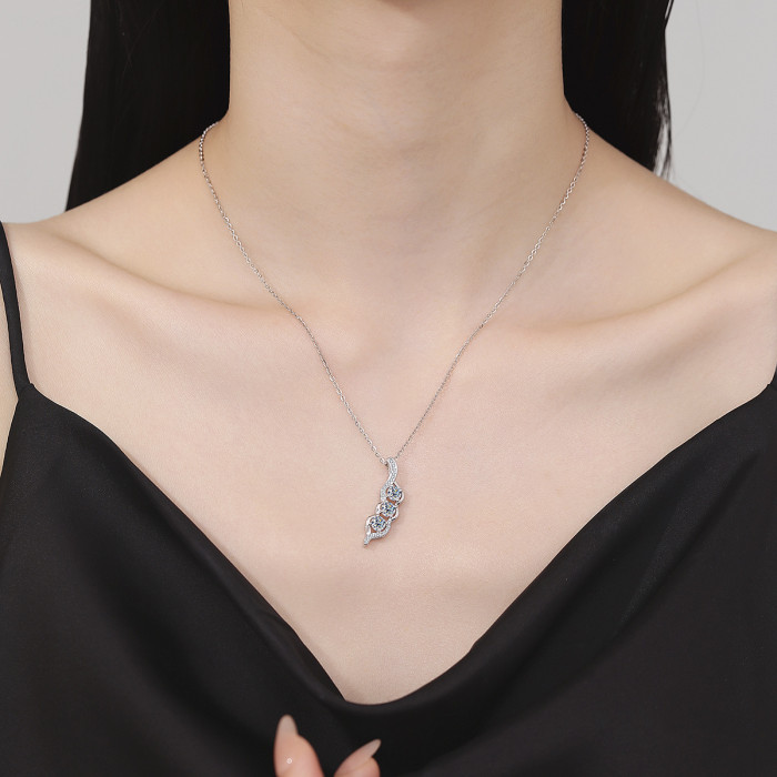 S925 Sterling Silver Moissanite Pod Necklace with Single 0.3 Carat Diamond Set - Fashionable, Simple, and Luxurious Clavicle Chain
