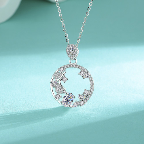 S925 Sterling Silver Moissanite Necklace for Women: Simple, Versatile, Exquisite Clavicle Chain, Niche High-End Jewelry