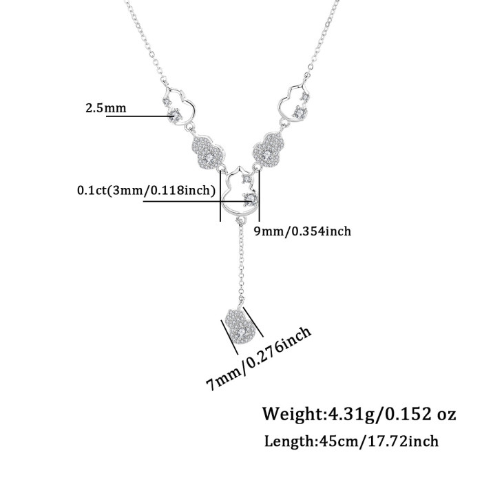 S925 Sterling Silver Tassel Gourd Pendant Necklace for Women, Elegant Design, Niche Luxury Collarbone Chain