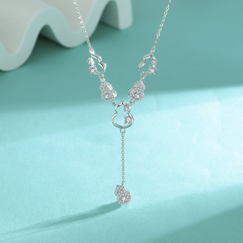 S925 Sterling Silver Tassel Gourd Pendant Necklace for Women, Elegant Design, Niche Luxury Collarbone Chain