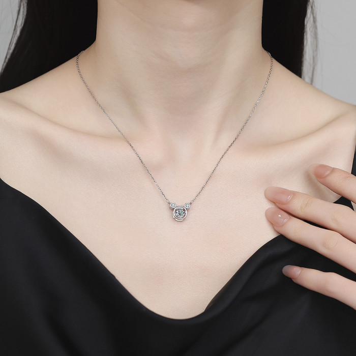 S925 Sterling Silver Moissanite Bubble Necklace: A sophisticated, understated luxury design with a versatile clavicle chain.
